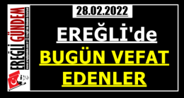 Ereğli’de Bugün Vefat Edenler