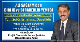 ALİ SAĞLAM’dan TÜM ÜYELERE DAVET