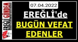 Ereğli’de Bugün Vefat Edenler