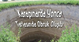 Karapınar’da Yonca Tarlasında Obruk Oluştu