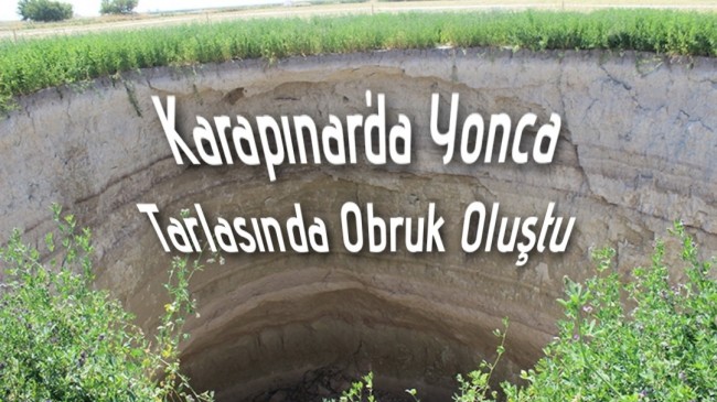 Karapınar’da Yonca Tarlasında Obruk Oluştu