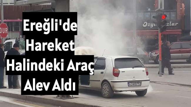 Hareket halindeki otomobil alev aldı