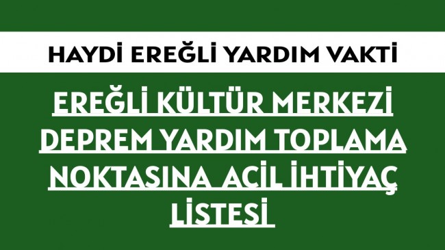 Ereğli Kültür Merkezine Gerekli Olan Malzeme Listesi