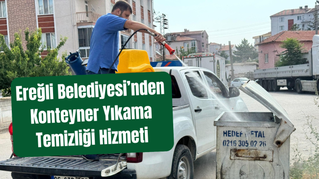 Ereğli Belediyesi’nden Konteyner Yıkama Temizliği Hizmeti